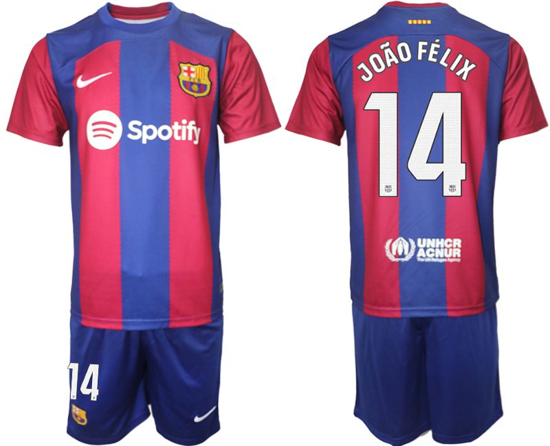 Men 2023-2024 Club Barcelona home red #14 Soccer Jersey